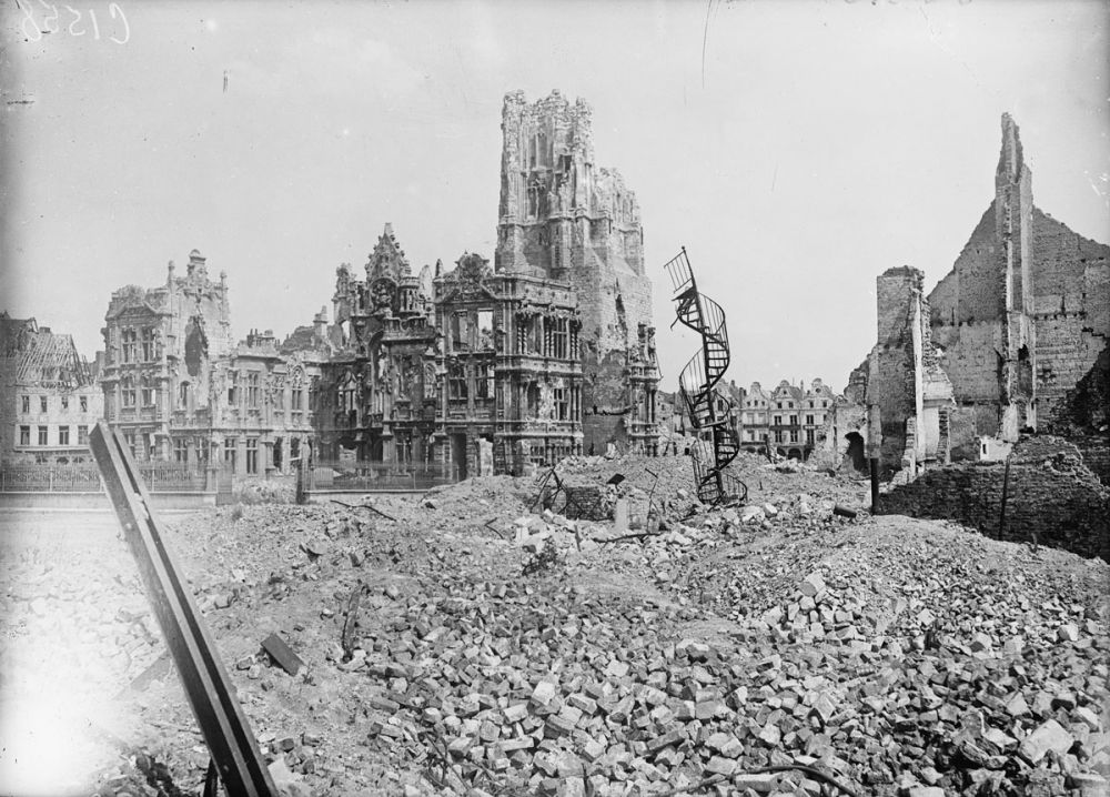 The Town Hall of Arras in ruins, May 1917.